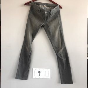 Grey Banana Republic skinny jeans.